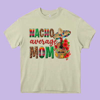 Nacho Average Mom Heavy Core Tee Designed By Texasbilliewilder