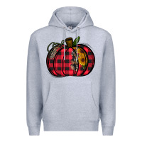 Heather Grey Buffalo Pumpkin Premium Hoodie - CowhideDigitalArt