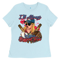 Baby Blue I'll always be your biggest fan Baseball Ladies Tee - HowdyJamesFarm