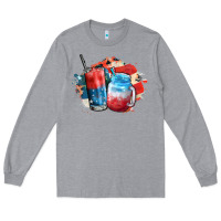 Heather Grey Red white and blue slushy cocktail Long Sleeve Tee - FaDigitalArtStudio