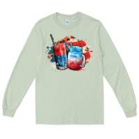 Matcha Red white and blue slushy cocktail Long Sleeve Tee - FaDigitalArtStudio