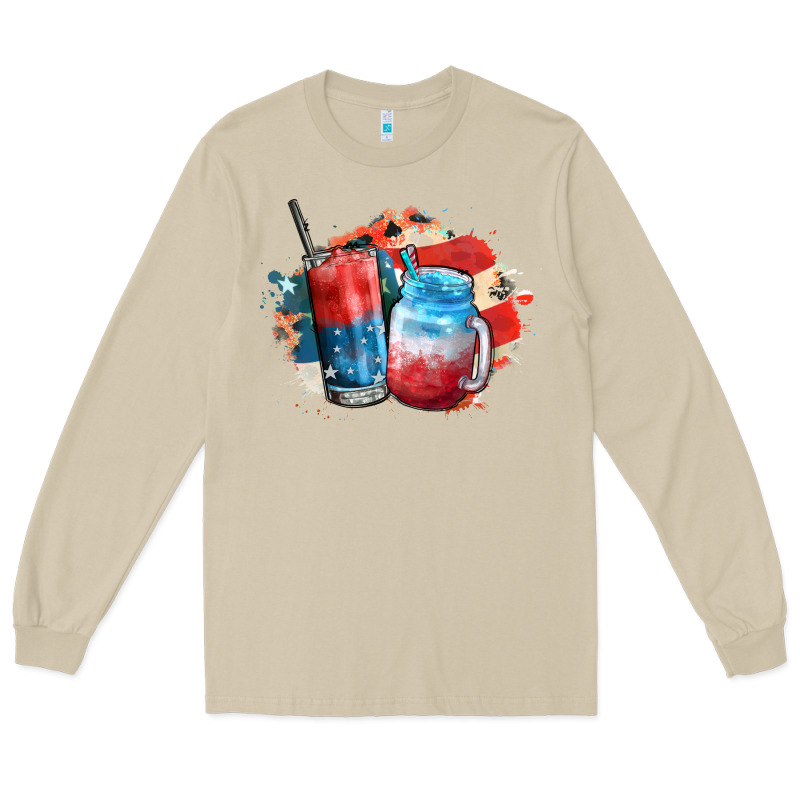 Red White And Blue Slushy Cocktail Long Sleeve Tee by FaDigitalArtStudio | Teevron