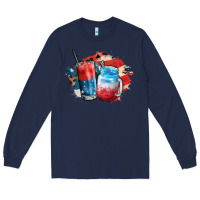 Navy Red white and blue slushy cocktail Long Sleeve Tee - FaDigitalArtStudio