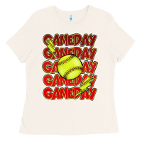 Bone Game day softball lightning bolt Ladies Tee - HowdyJamesFarm
