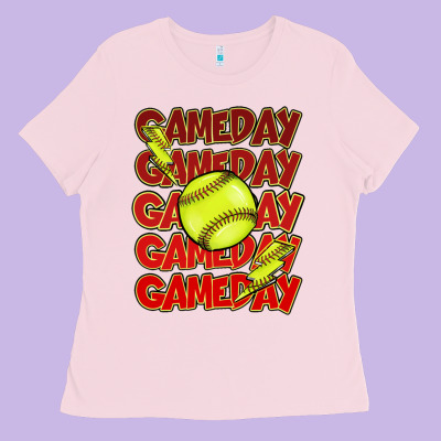 Game Day Softball Lightning Bolt Ladies Tee Designed By Howdyjamesfarm