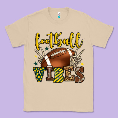 Football Vibes Yellow And Green Team Color Classic Tee Designed By Howdyjamesfarm