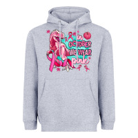 Heather Grey dinosaur  in october we wear pink Heavyweight Hoodie - AdoDesignShop