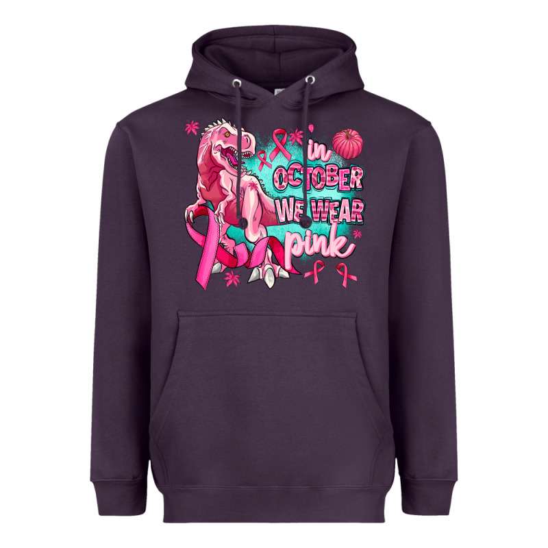 Dinosaur  In October We Wear Pink Heavyweight Hoodie by AdoDesignShop | Teevron