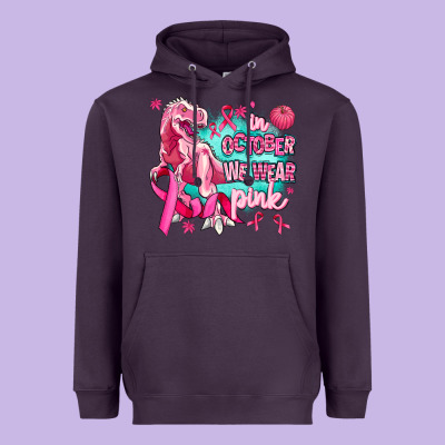 Dinosaur  In October We Wear Pink Heavyweight Hoodie Designed By Adodesignshop