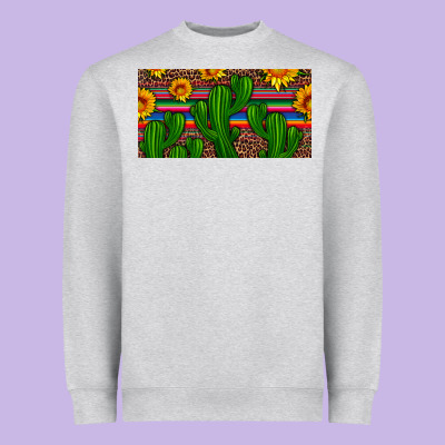 Sunflowers And Cactus License Plate Heavyweight Sweatshirt Designed By Artiststas