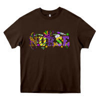 Chocolate Brown Mardi Gras Day Nurse Heavy Core Tee - NancyCooperArtShop