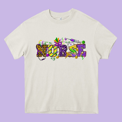 Mardi Gras Day Nurse Heavy Core Tee Designed By Nancycooperartshop