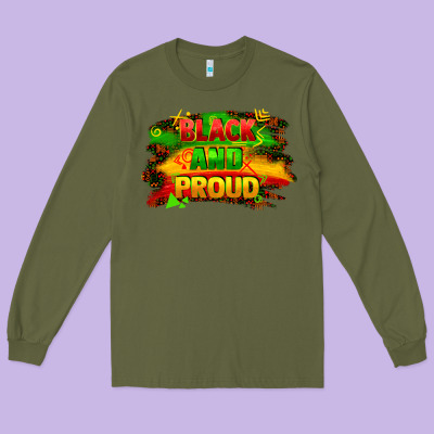 Black And Proud Long Sleeve Tee Designed By Fadigitalartstudio
