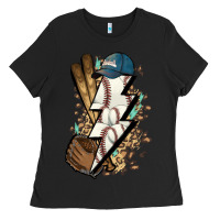 Black Lightning bolt Baseball Ladies Tee - HowdyJamesFarm