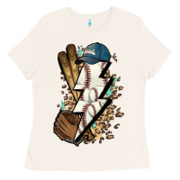 Bone Lightning bolt Baseball Ladies Tee - HowdyJamesFarm