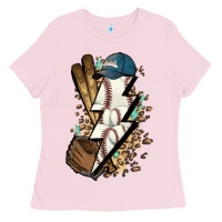 Bubblegum Pink Lightning bolt Baseball Ladies Tee - HowdyJamesFarm