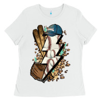 White Lightning bolt Baseball Ladies Tee - HowdyJamesFarm