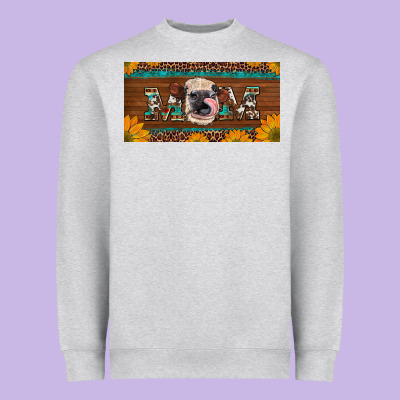 Western Heifer Mom With Sunflowers And Turquoise License Plate Heavyweight Sweatshirt Designed By Artiststas