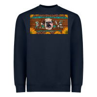 Navy western heifer mom with sunflowers and turquoise license plate Heavyweight Sweatshirt - Artiststas