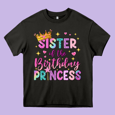 Sister Of The Birthday Princess Heavy Core Tee Designed By Nancycooperartshop