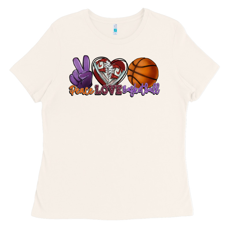 Peace Love Basketball Ladies Tee by HowdyJamesFarm | Teevron