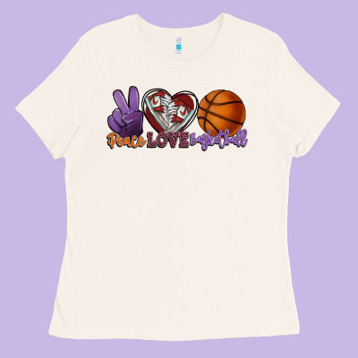 Peace Love Basketball Ladies Tee Designed By Howdyjamesfarm