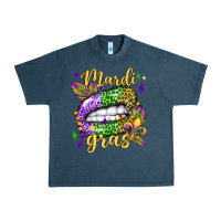 Midnight Navy mardi gras with  lip olivia Urban Heavy Tee - OliviaCreatesArt