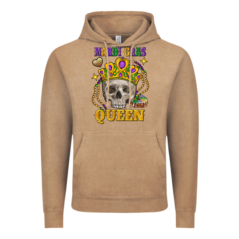 Skull Mardi Gras Queen Vintage Hoodie by FaDigitalArtStudio | Teevron
