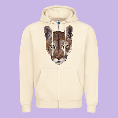 Florida Panther  Face Zipper Hoodie Designed By Barkaloodesign