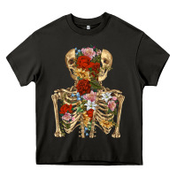Asphalt flower skeleton Heavy Core Tee - RanaPortraitStore