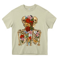 Mossy flower skeleton Heavy Core Tee - RanaPortraitStore