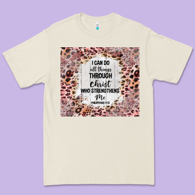 I Can Do All Things With Leopard And Glitter Premium Tee Designed By Tumblerdesignbyshophia