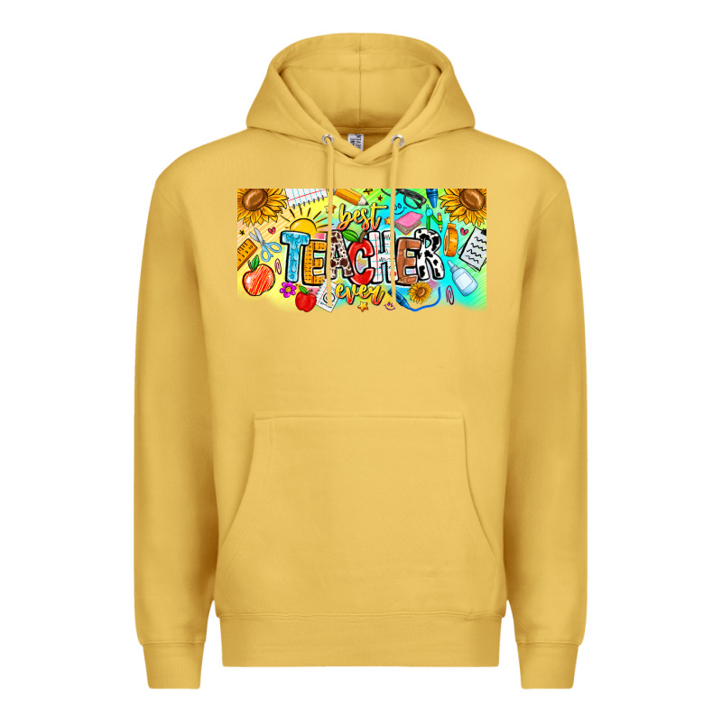 Best Teacher Ever Premium Hoodie by CowhideDigitalArt | Teevron