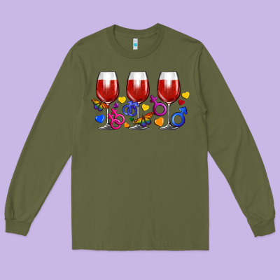 Pride Wine Cups Long Sleeve Tee Designed By Fadigitalartstudio