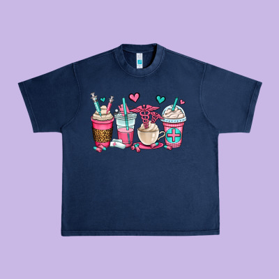 Nurse Coffee Cups Urban Heavy Tee Designed By Oliviacreatesart