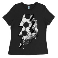 Black Lightning bolt Soccer Ladies Tee - HowdyJamesFarm