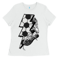 White Lightning bolt Soccer Ladies Tee - HowdyJamesFarm