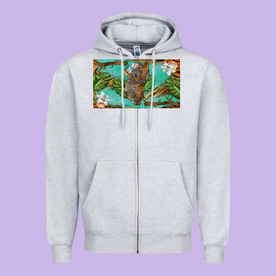 Koala Cup Zipper Hoodie Designed By Barkaloodesign