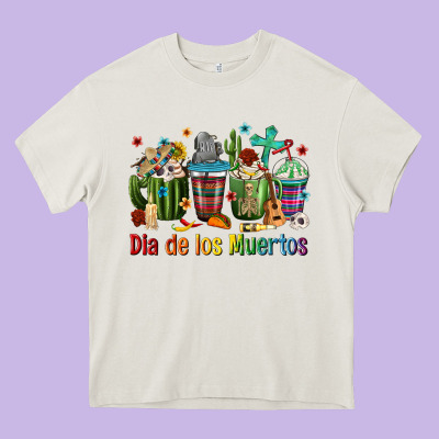 Mexican Dia De Los Muertos Coffee Cups Heavy Core Tee Designed By Texasbilliewilder