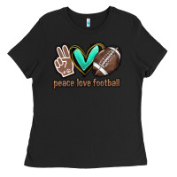 Black Peace love football Ladies Tee - HowdyJamesFarm