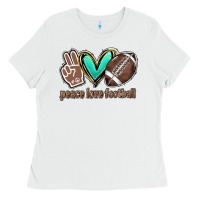 White Peace love football Ladies Tee - HowdyJamesFarm