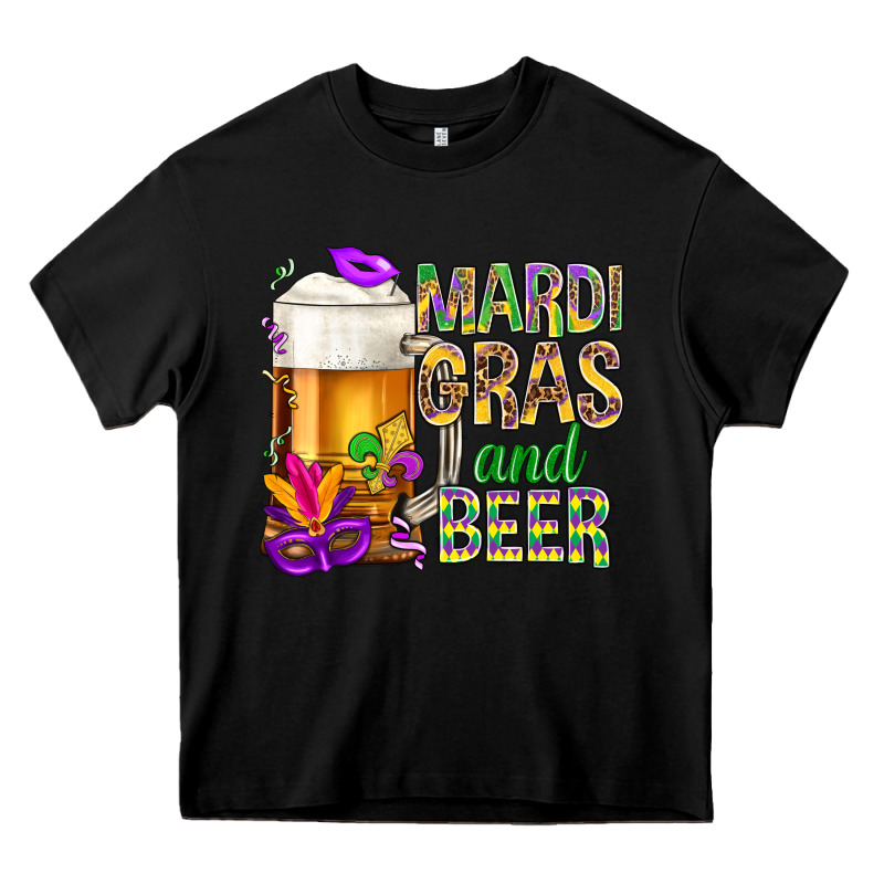 Mardi Gras And Beer Heavy Core Tee by NancyCooperArtShop | Teevron