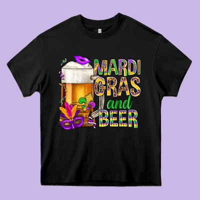 Mardi Gras And Beer Heavy Core Tee Designed By Nancycooperartshop