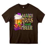 Chocolate Brown Mardi Gras and beer Heavy Core Tee - NancyCooperArtShop