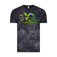 Cloud Black Peace Love Shamrock  St. Patrick's Day Vintage Tee - CowGirlArtShop