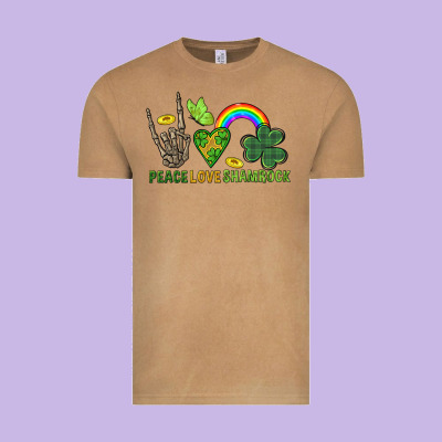 Peace Love Shamrock  St. Patrick's Day Vintage Tee Designed By Cowgirlartshop