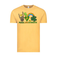 Vintage Mustard Peace Love Shamrock  St. Patrick's Day Vintage Tee - CowGirlArtShop