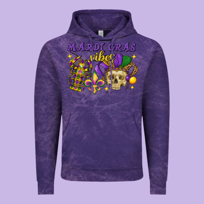 Mardi Gras Vibes Skull Vintage Hoodie Designed By Fadigitalartstudio