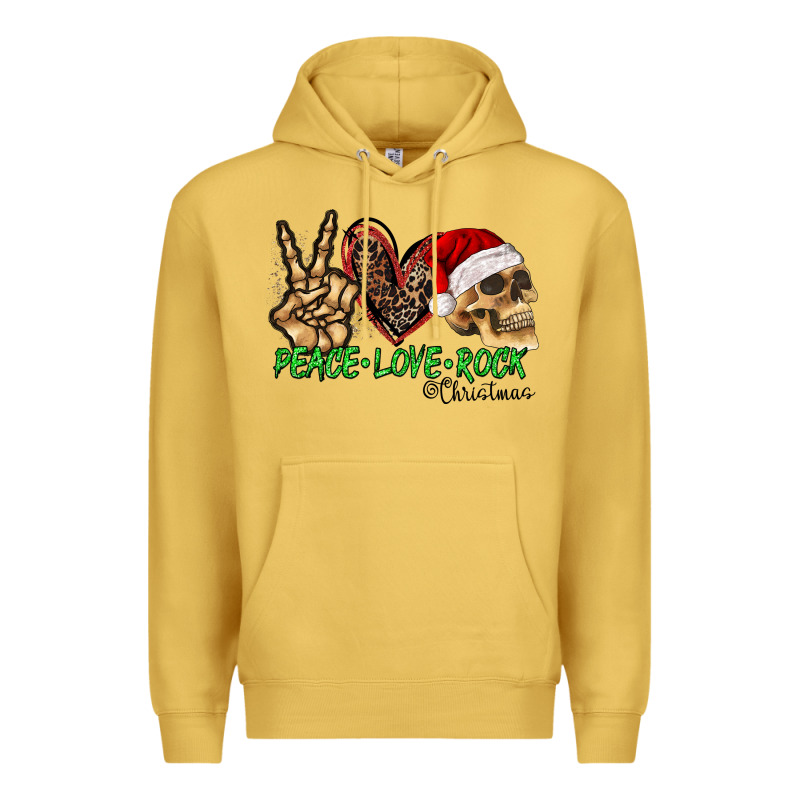 Peace Love Rock Christmas Premium Hoodie by CowhideDigitalArt | Teevron