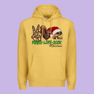 Peace Love Rock Christmas Premium Hoodie Designed By Cowhidedigitalart